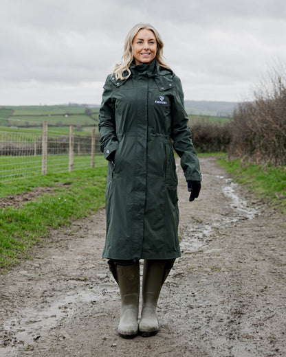 Aura Women's Raincoat Black Forest Green Equidry