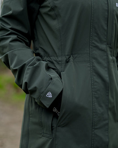 Aura Women's Raincoat Black Forest Green Equidry