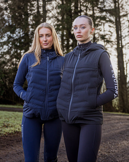 Equidry Tamar Lightweight Gilet Women's Navy - Water-repellent riding puffer vest for equestrian outdoor wear.
