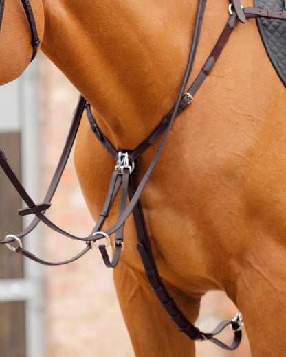 Brown Leather Horse Breastplate with Martingale Attachment - Equine Riding Gear