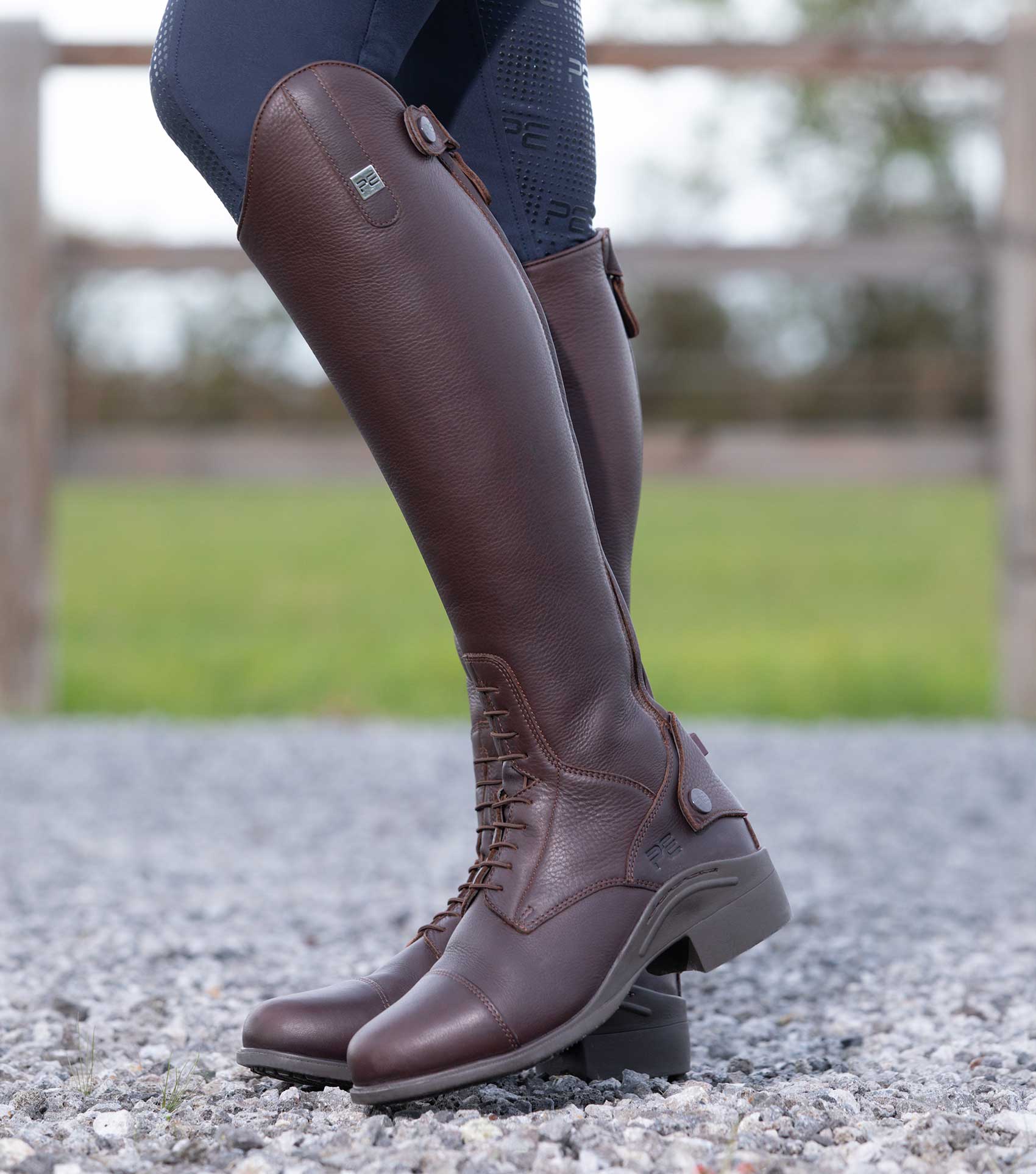 Premier Equine Vallardi Ladies Leather Riding Boots Brown - Equestrian Field Boots for Dressage & Show Jumping