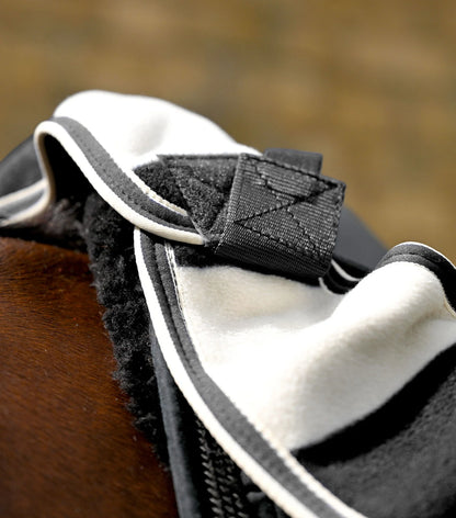 PREMIER EQUINE Vellus Horse Fleece Exercise Rug Black/White - Warm, Comfortable, High-Quality, Polar Fleece, Anti-Pilling
