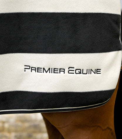 Premier Equine Black & White Horse Exercise Rug - Fleece Exercise Sheet for Warm-ups & Cool-downs