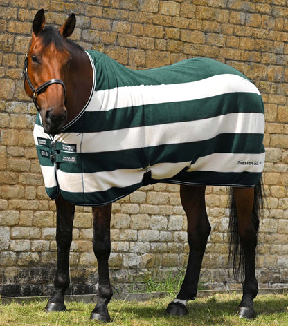 Premier Equine Vellus Cooler Horse Fleece Rug - Green and White Striped - Equiflair