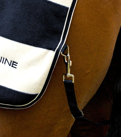 PREMIER EQUINE Vellus Horse Fleece Exercise Rug Navy/White, Equiflair. Horse Blanket with Straps.