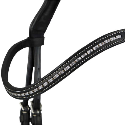 Premier Equine Black Leather Horse Bridle: Anatomical, Crystal Browband, English Riding Equipment