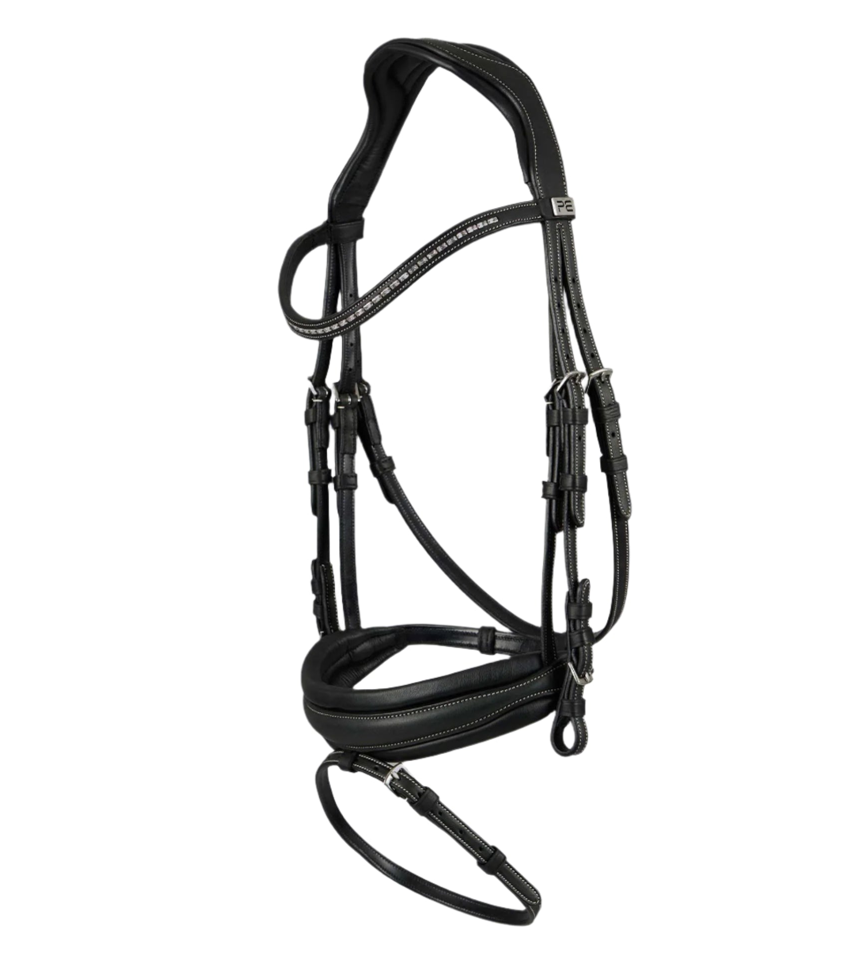 Black Leather Premier Equine Veneto Anatomical Snaffle Bridle for Horses with Padded Headpiece