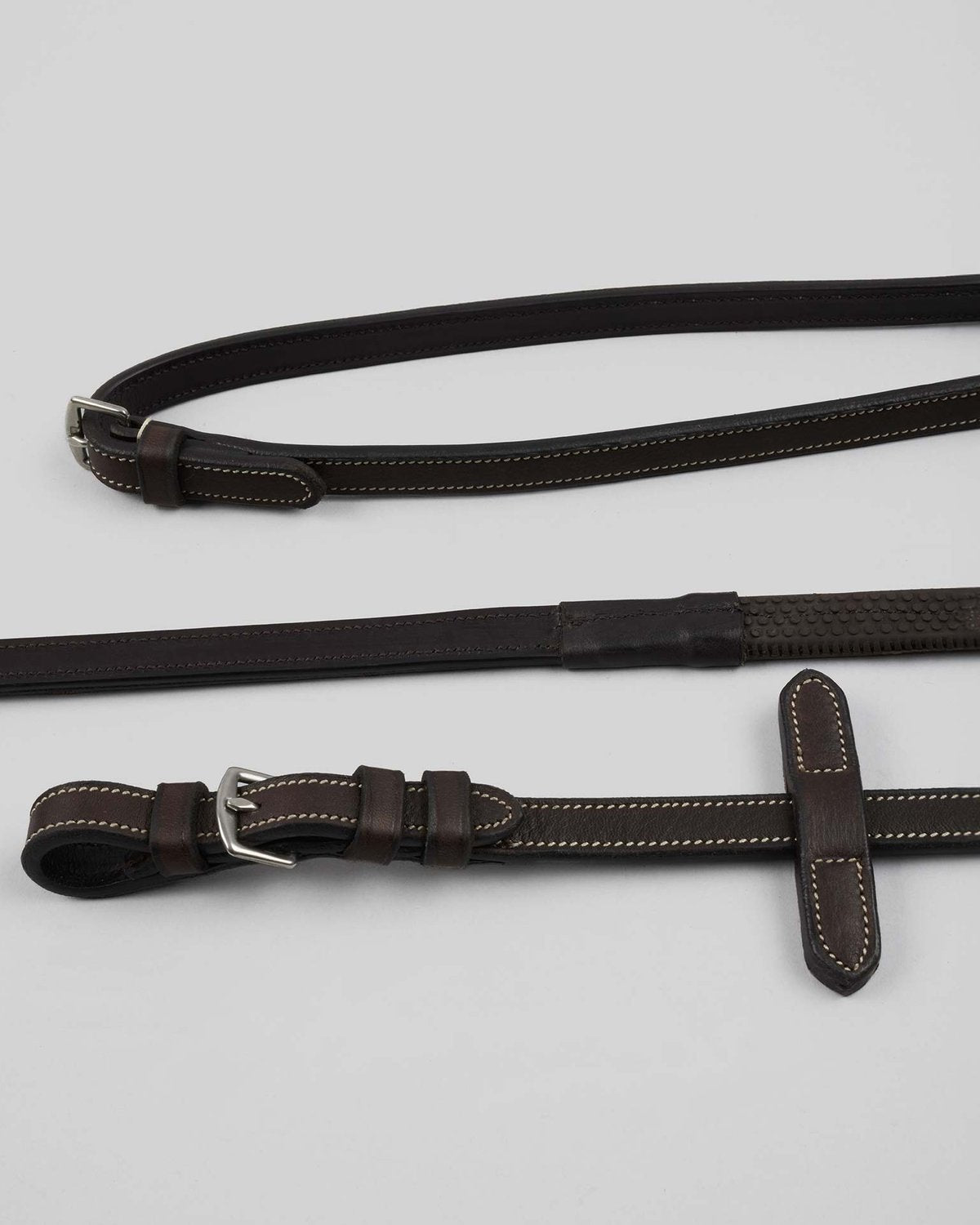Premier Equine Veneto Rubber Grip Reins Brown