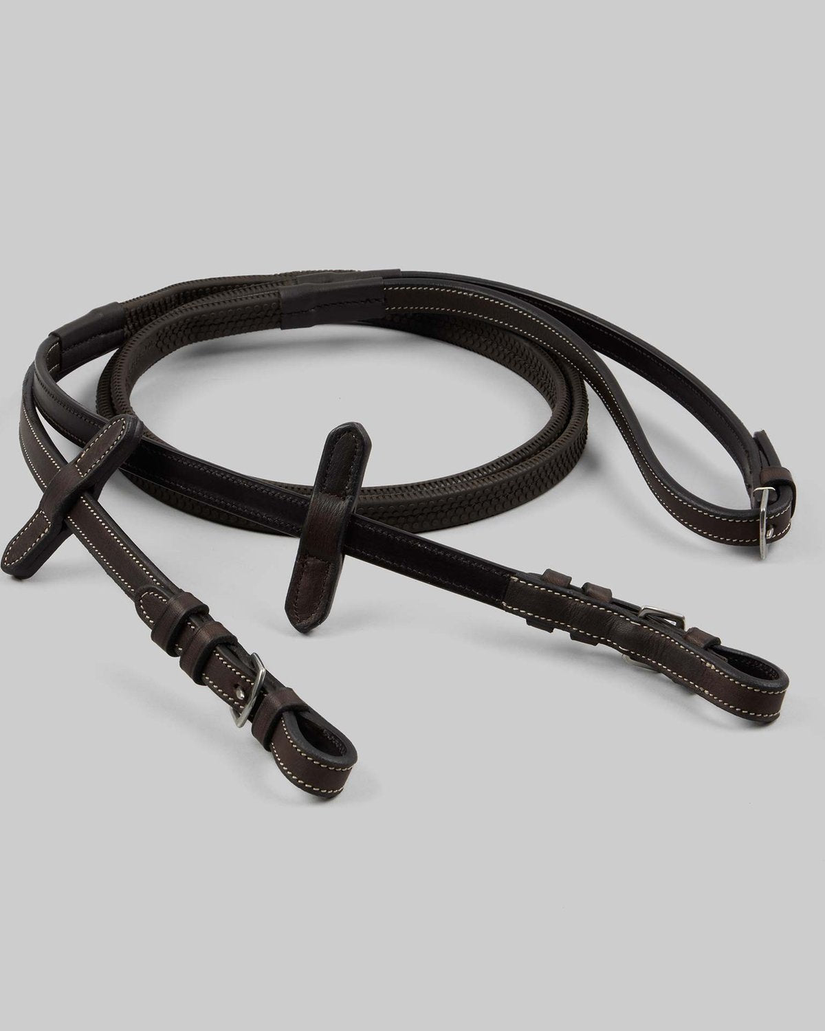 Premier Equine Veneto Rubber Grip Reins Brown