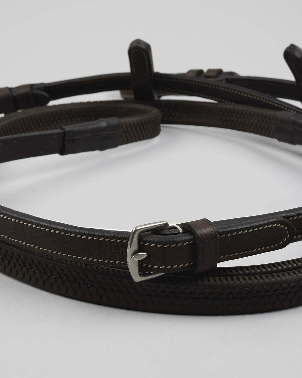 Premier Equine Veneto Rubber Grip Reins Brown