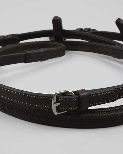 Premier Equine Veneto Rubber Grip Reins Brown