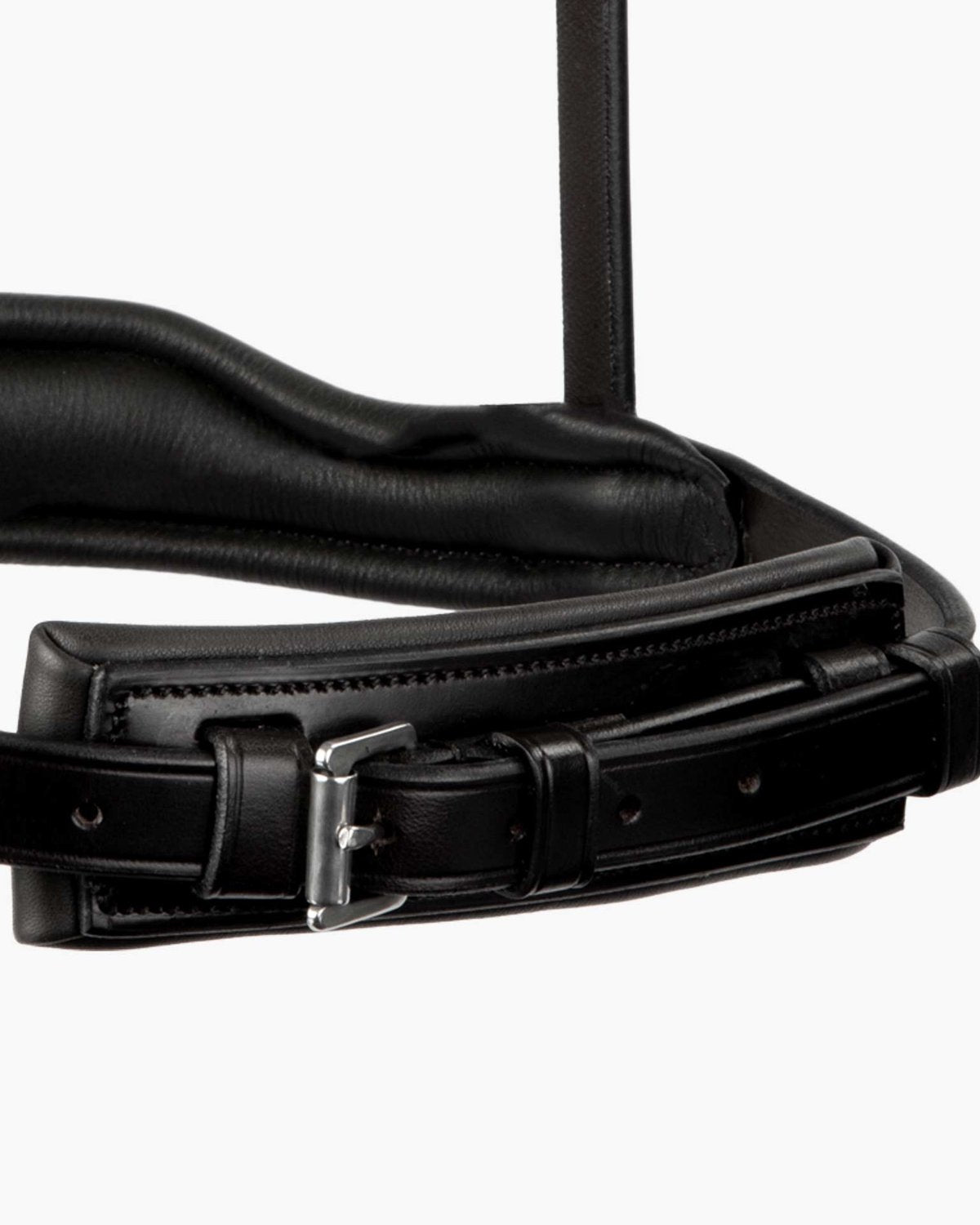 Premier Equine Verdura Black Leather Anatomic Padded Noseband - Italian Leather Horse Tack with Stainless Steel Buckles