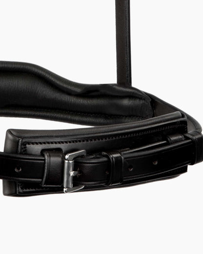 Premier Equine Verdura Black Leather Anatomic Padded Noseband - Italian Leather Horse Tack with Stainless Steel Buckles