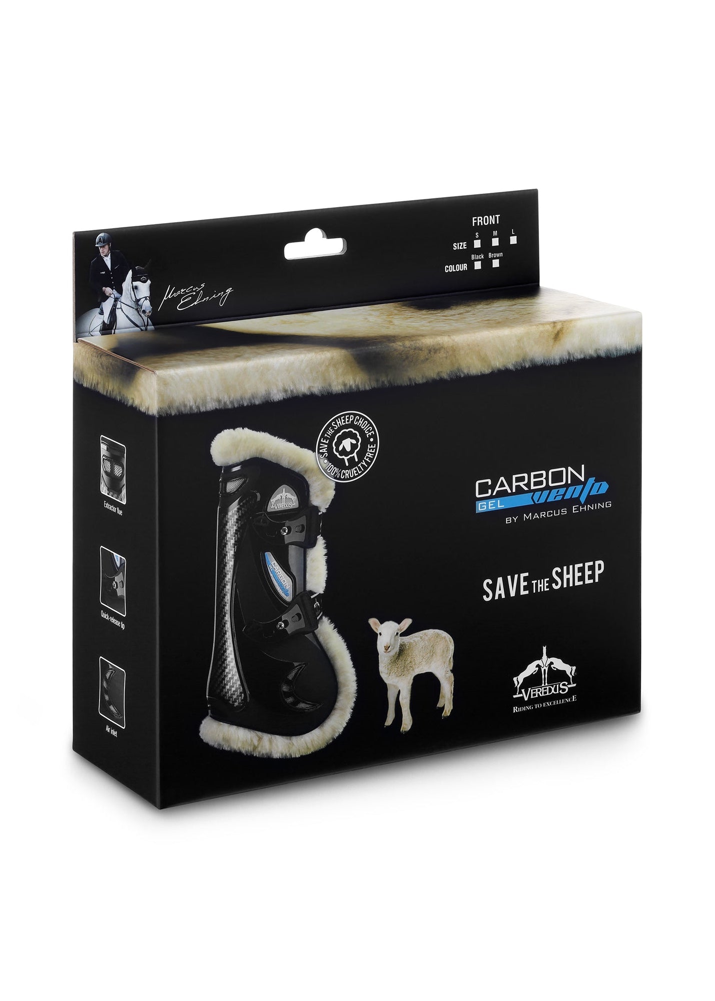 Veredus Carbon Gel Vento Front Tendon Boots Save The Sheep STS Brown | Equiflair