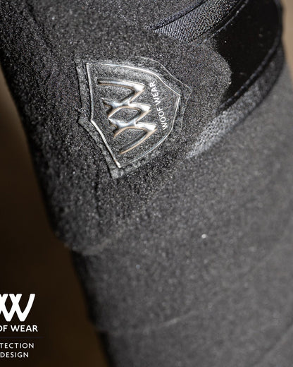Woof Wear Vision Black Polo Bandages: Close-up of Double Bonded Fleece Equestrian Leg Wraps
