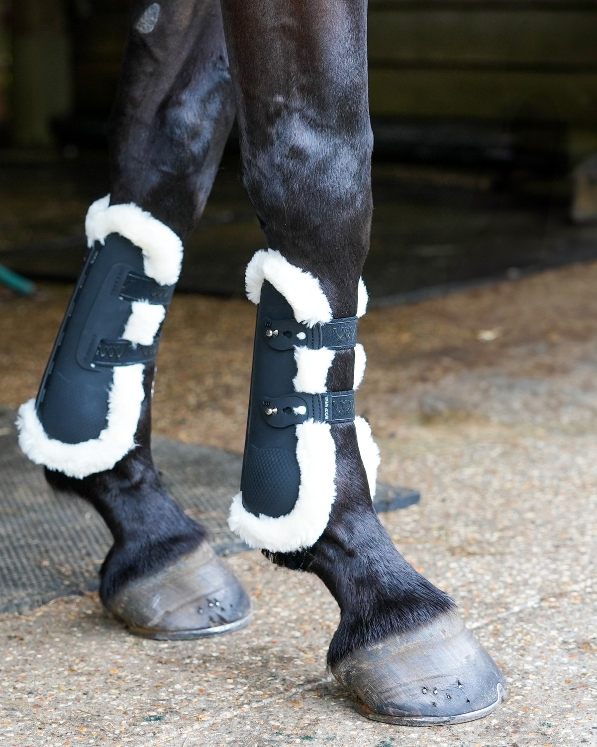 Woof Wear Vision Elegance Tendon Boots - Black with Faux Sheepskin - Horse Leg Protection