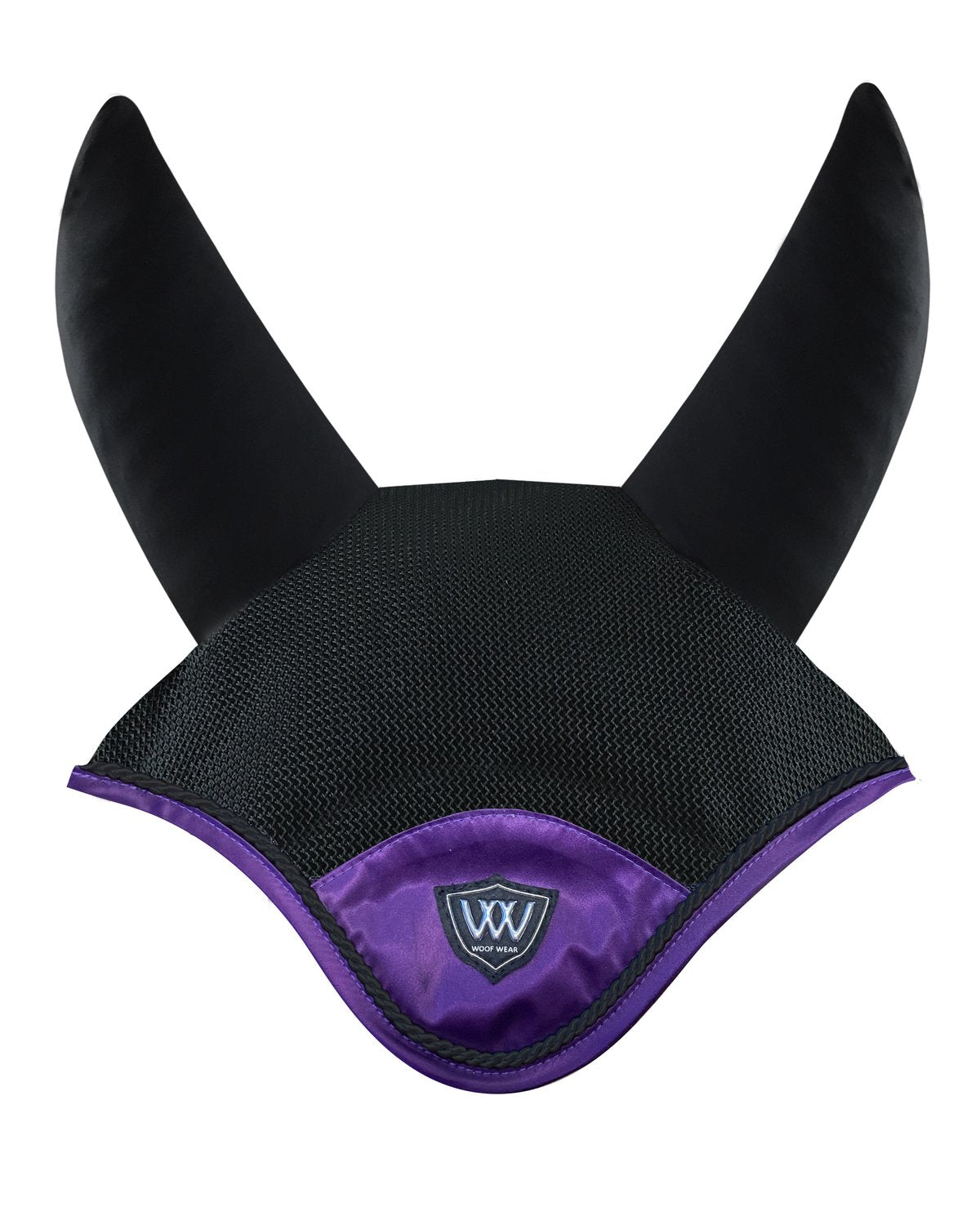 Woof Wear Vision Fly Veil Damson: Breathable Mesh, Comfortable Horse Ear Net, Black & Purple