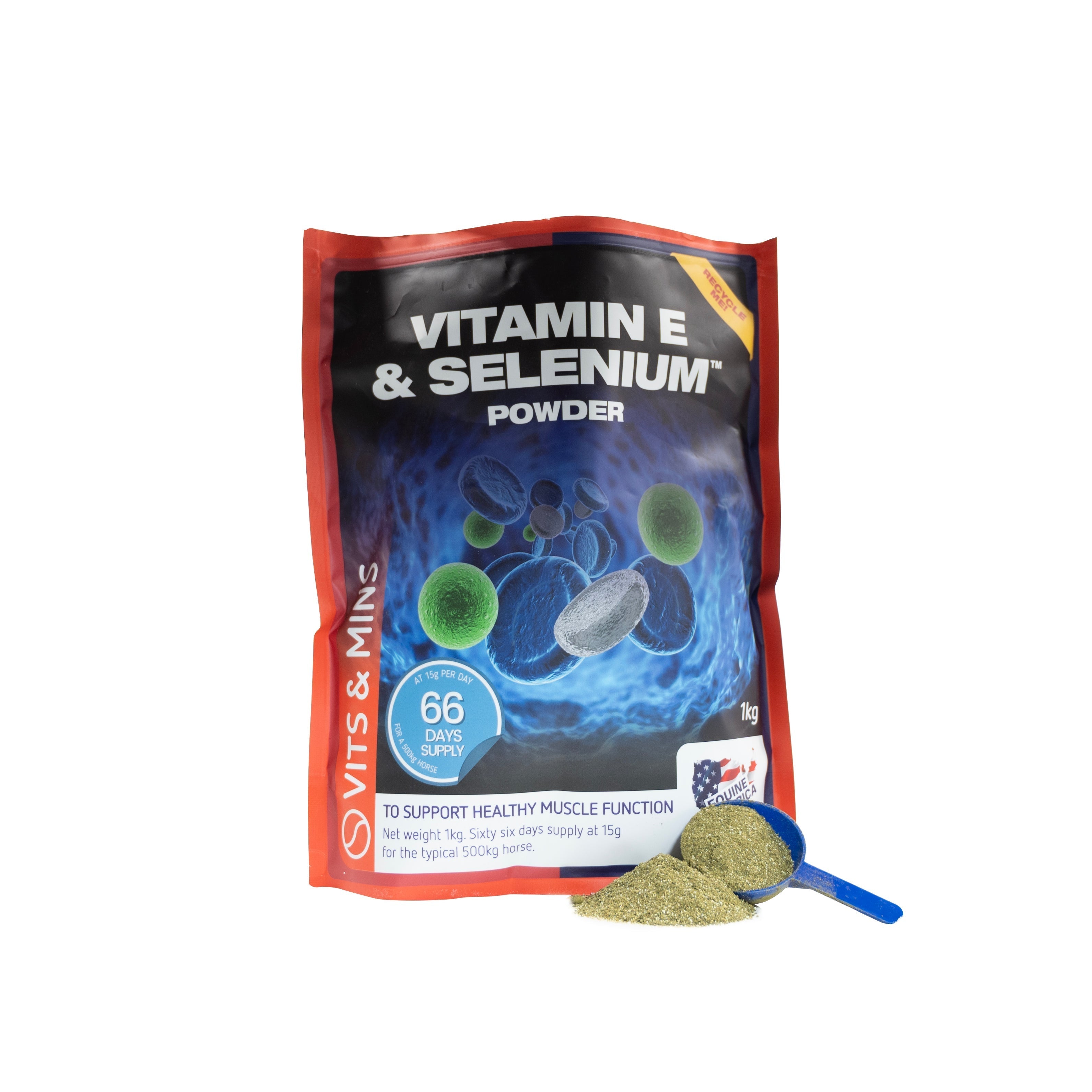 Equine America Vitamin E & Selenium Powder for Horse Muscle & Immune Support, 1kg