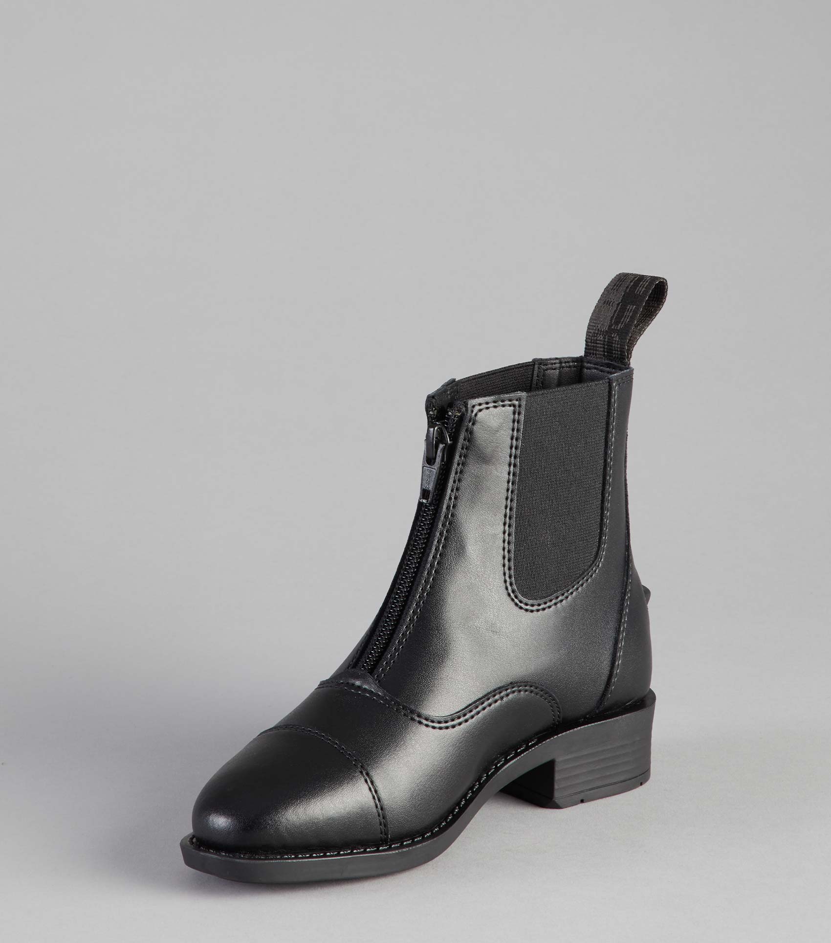 PREMIER EQUINE Volens Junior Paddock Boot - Black Synthetic Leather Riding Boot with Zipper & Elastic Sides