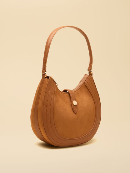 Joules Women's Tan Leather Trim Crossbody Saddle Bag | Equiflair