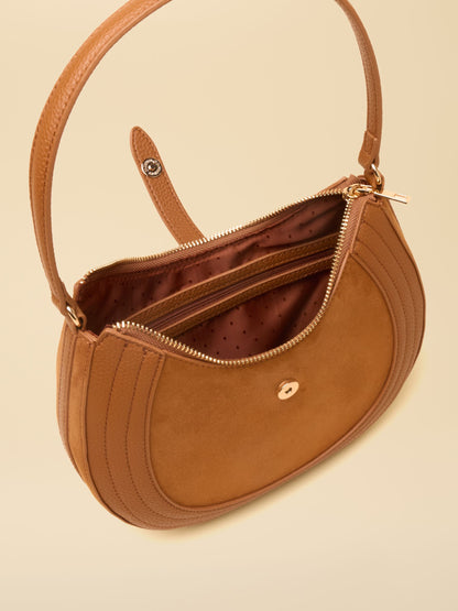 Joules Women's Tan Leather Saddle Crossbody Bag with Adjustable Strap