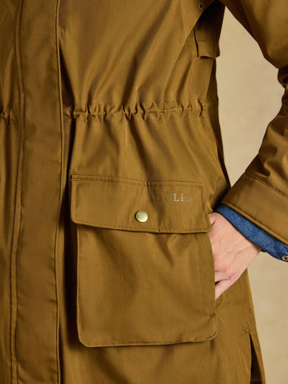 Women's Joules Evercosy Tan Borg Lined Waterproof Raincoat with Hood