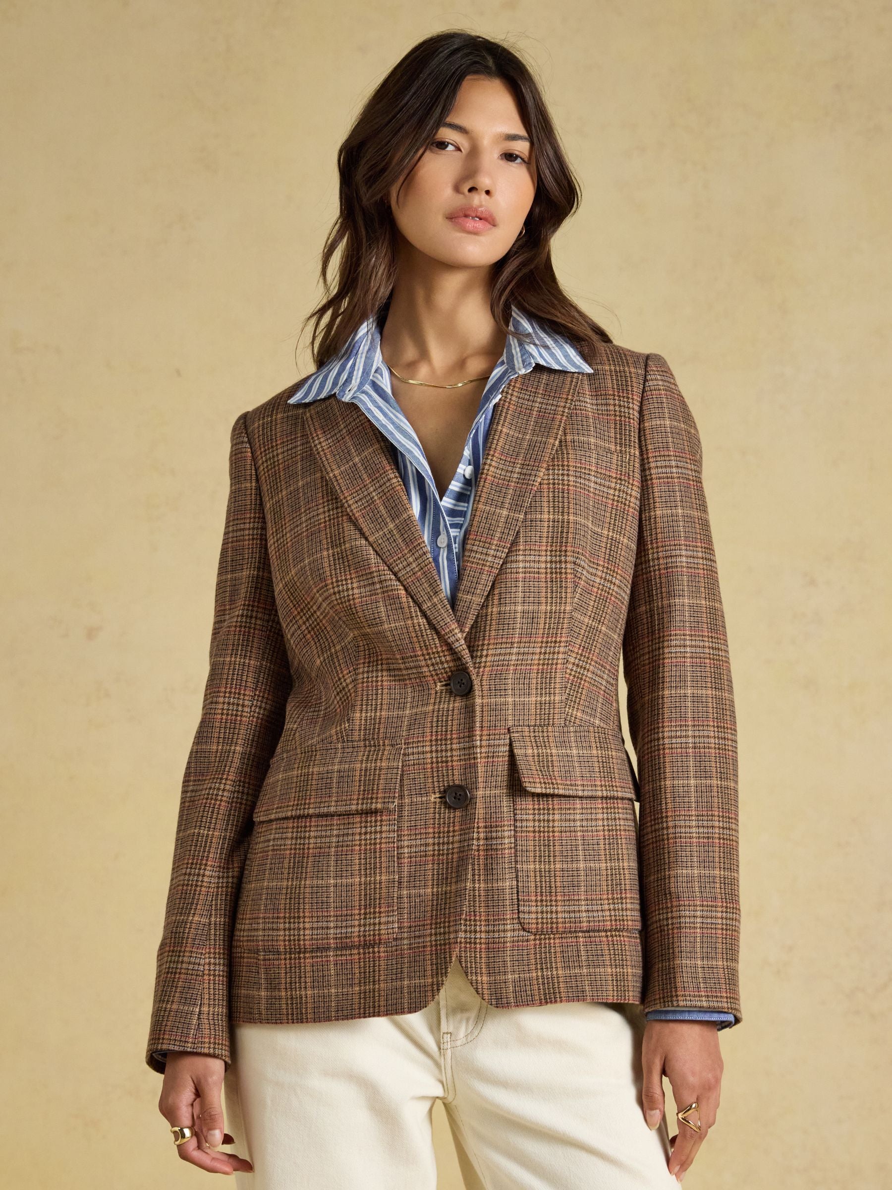 Women's Joules Foxley Check Wool Rich Tweed Suit Blazer