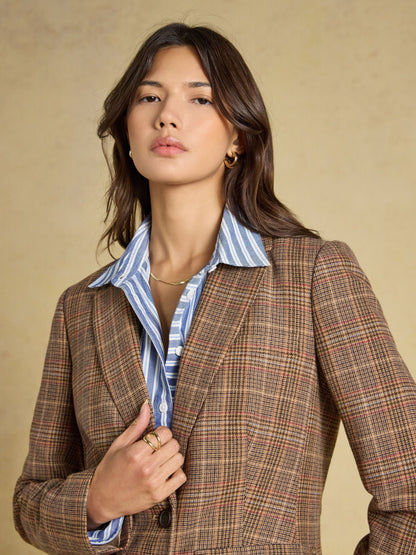 Women's Joules Foxley Check Wool Rich Tweed Suit Blazer