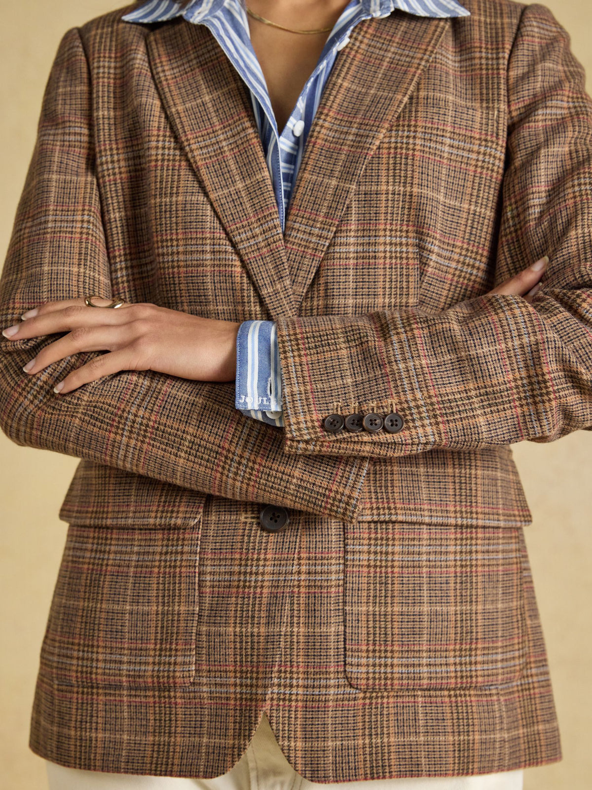 Women's Joules Foxley Check Wool Rich Tweed Suit Blazer