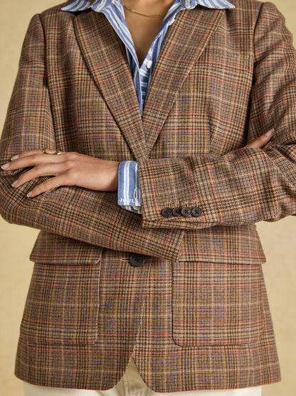 Women's Joules Foxley Check Wool Rich Tweed Suit Blazer