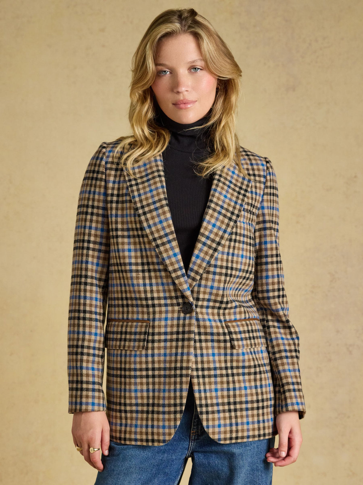 Women's Joules Thornwick Check Relaxed Fit Wool Rich Tweed Blazer