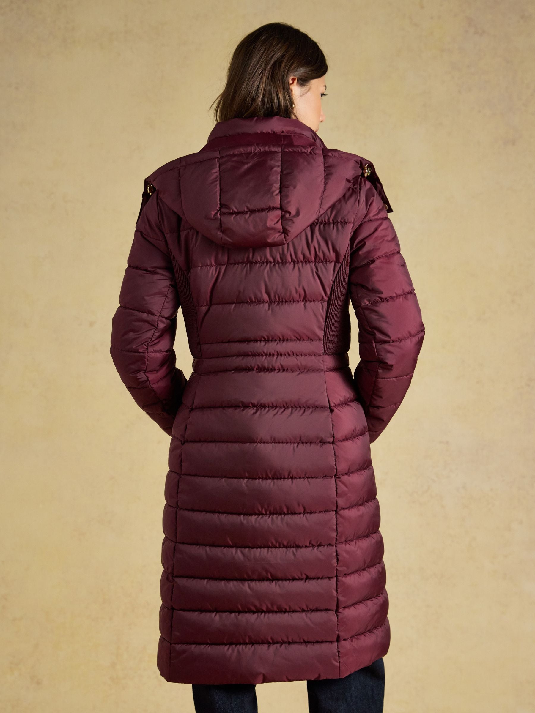 Women's Joules Windborough Showerproof Longline Padded Coat with Hood