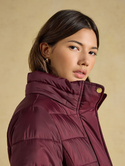 Women's Joules Windborough Showerproof Longline Padded Coat with Hood