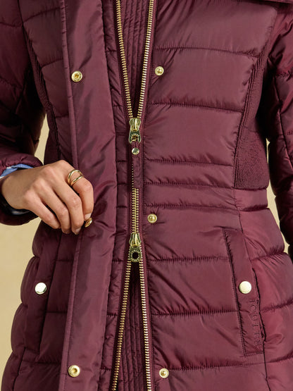 Women's Joules Windborough Showerproof Longline Padded Coat with Hood