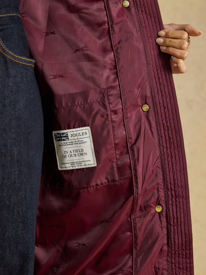Women's Joules Windborough Showerproof Longline Padded Coat with Hood