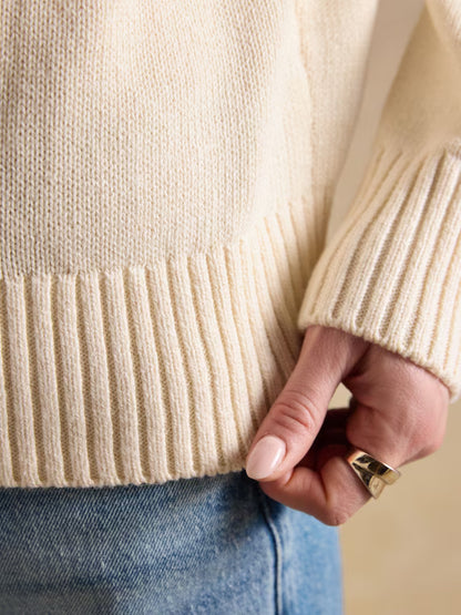 Joules April Showers Cream Jonty Fox Embroidered Cotton-Rich Crew Neck Jumper