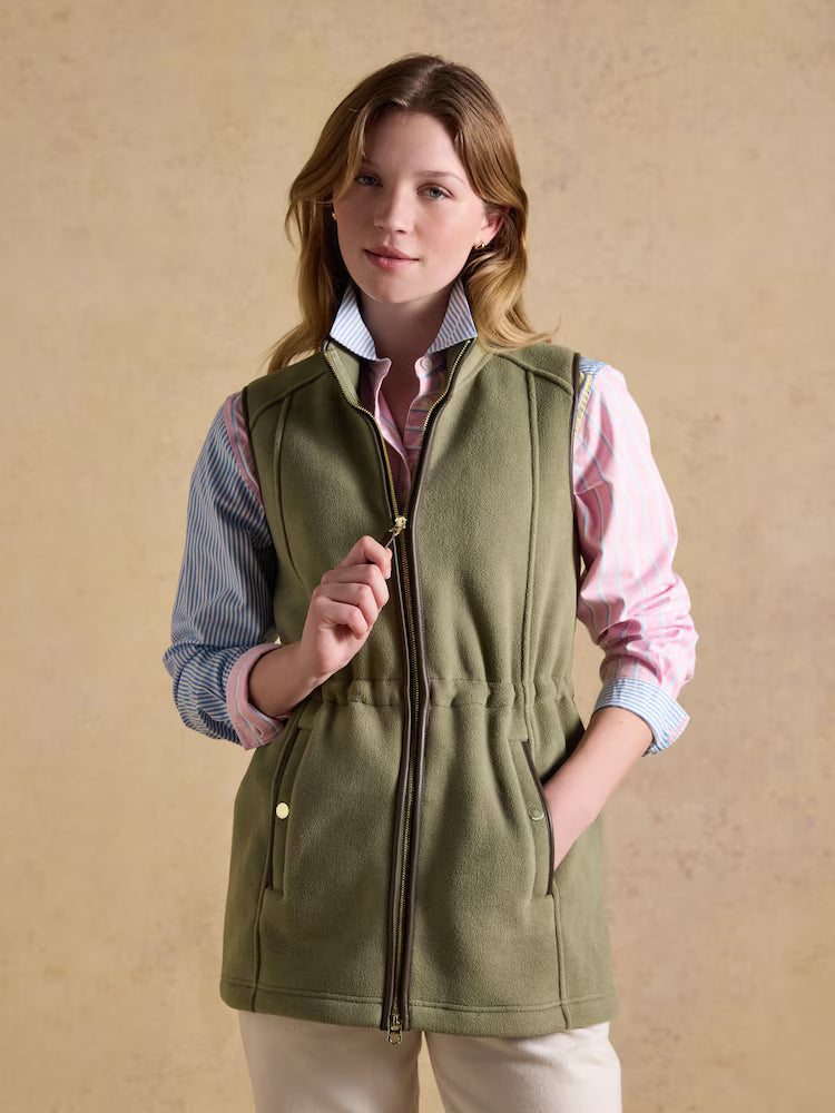 Joules Heritage Longline Fleece Gilet Light Green