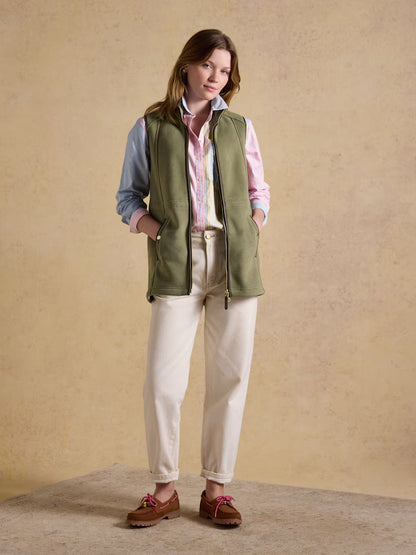 Joules Heritage Longline Fleece Gilet Light Green