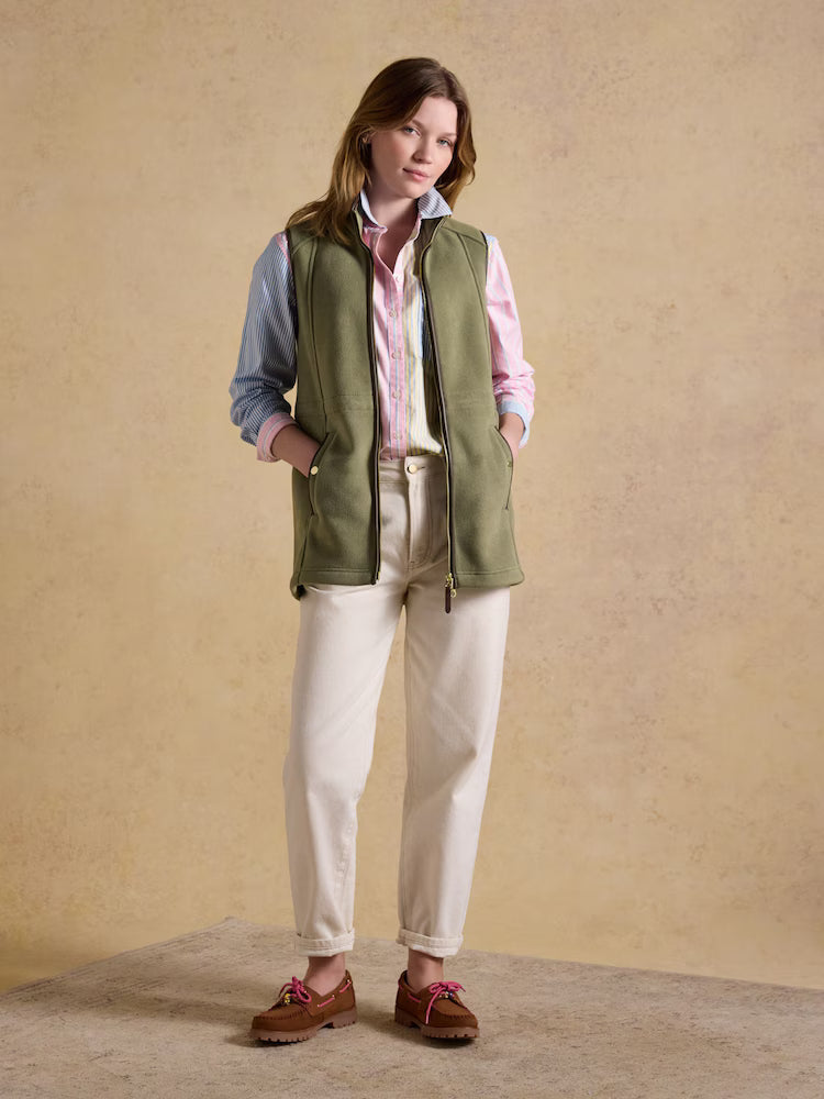 Joules Heritage Longline Fleece Gilet Light Green