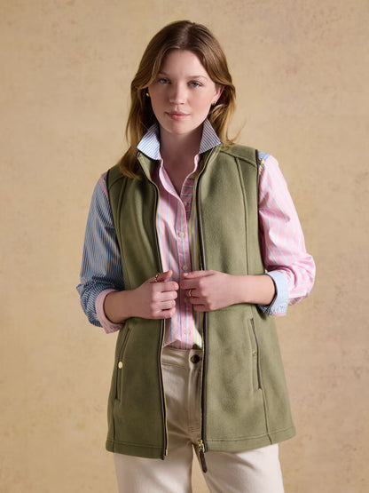 Joules Heritage Longline Fleece Gilet Light Green