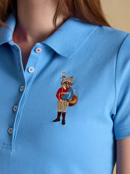 Joules Jonty Fox Blue Slim Fit Cotton Pique Polo Shirt