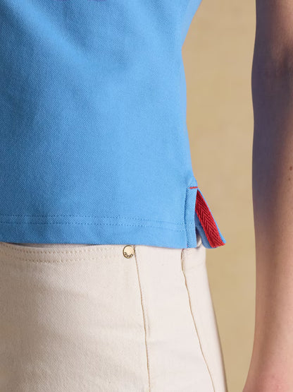 Joules Jonty Fox Blue Slim Fit Cotton Pique Polo Shirt