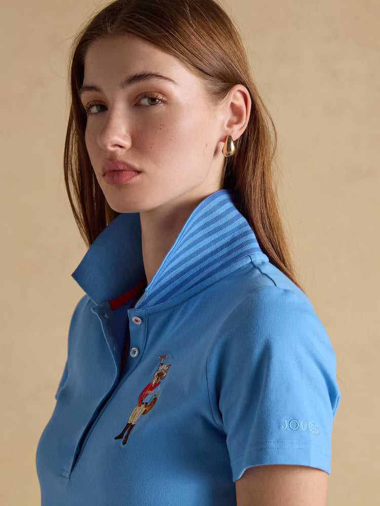 Joules Jonty Fox Blue Slim Fit Cotton Pique Polo Shirt