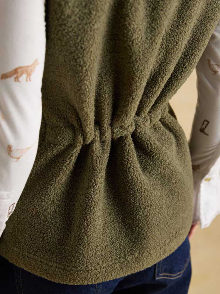 Joules Borg Heritage Khaki Green Fleece Gilet