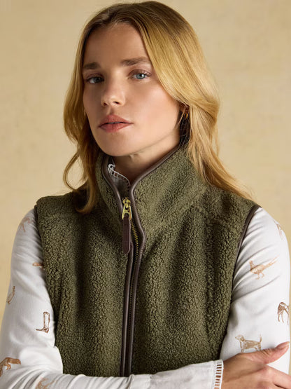 Joules Borg Heritage Khaki Green Fleece Gilet