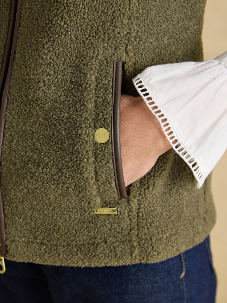 Joules Borg Heritage Khaki Green Fleece Gilet