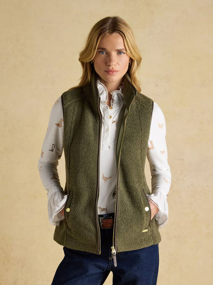 Joules Borg Heritage Khaki Green Fleece Gilet