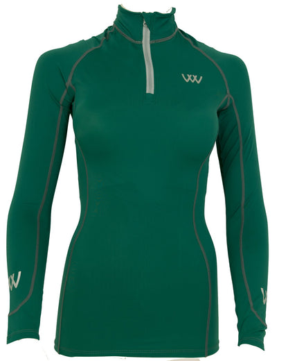 Woof Wear Performance Riding Shirt - British Racing Green Long Sleeve Equestrian Top for Women