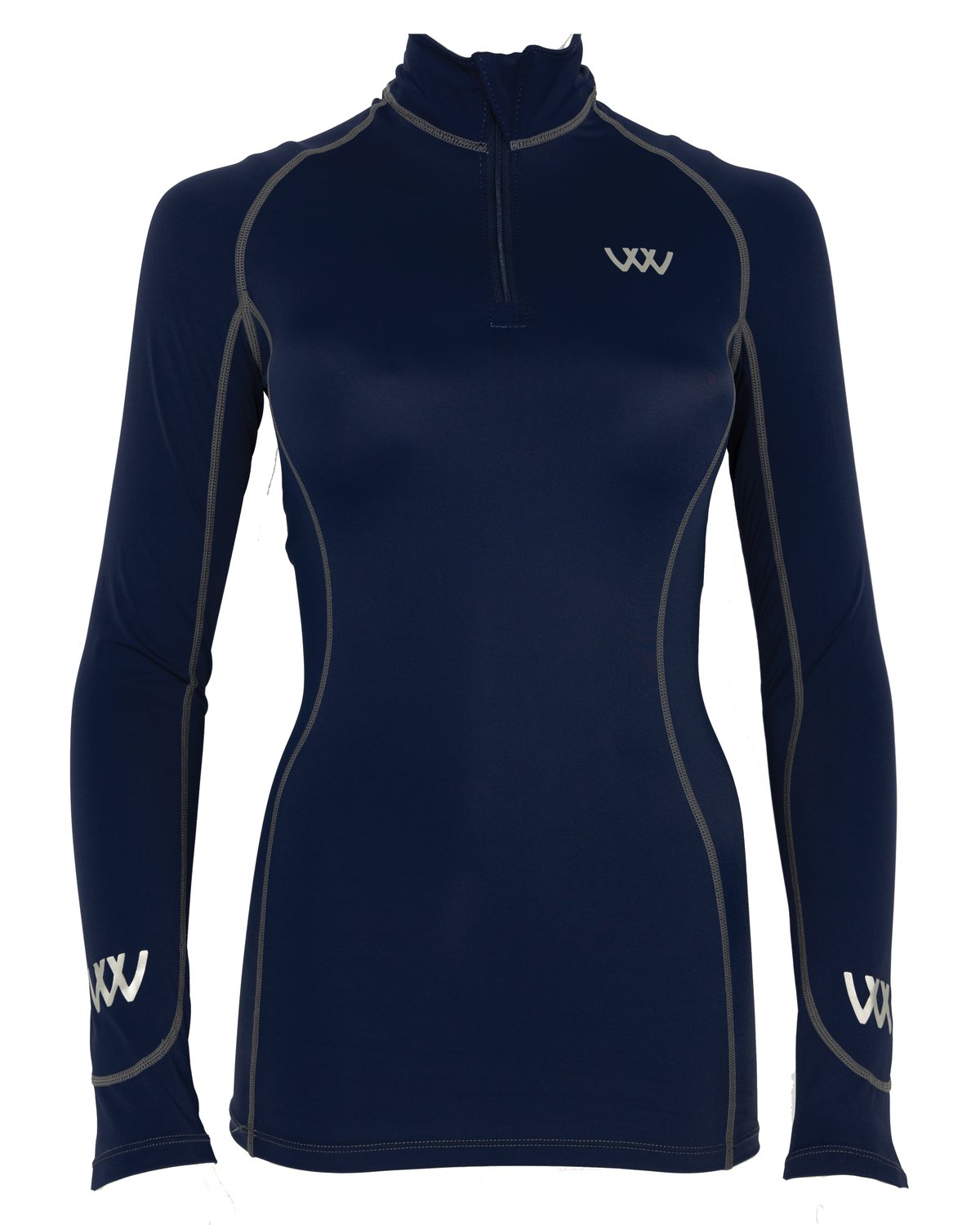 Woof Wear Performance Riding Shirt - Navy iFlex Fabric, Long Sleeve, UPF 30+, Equestrian Apparel