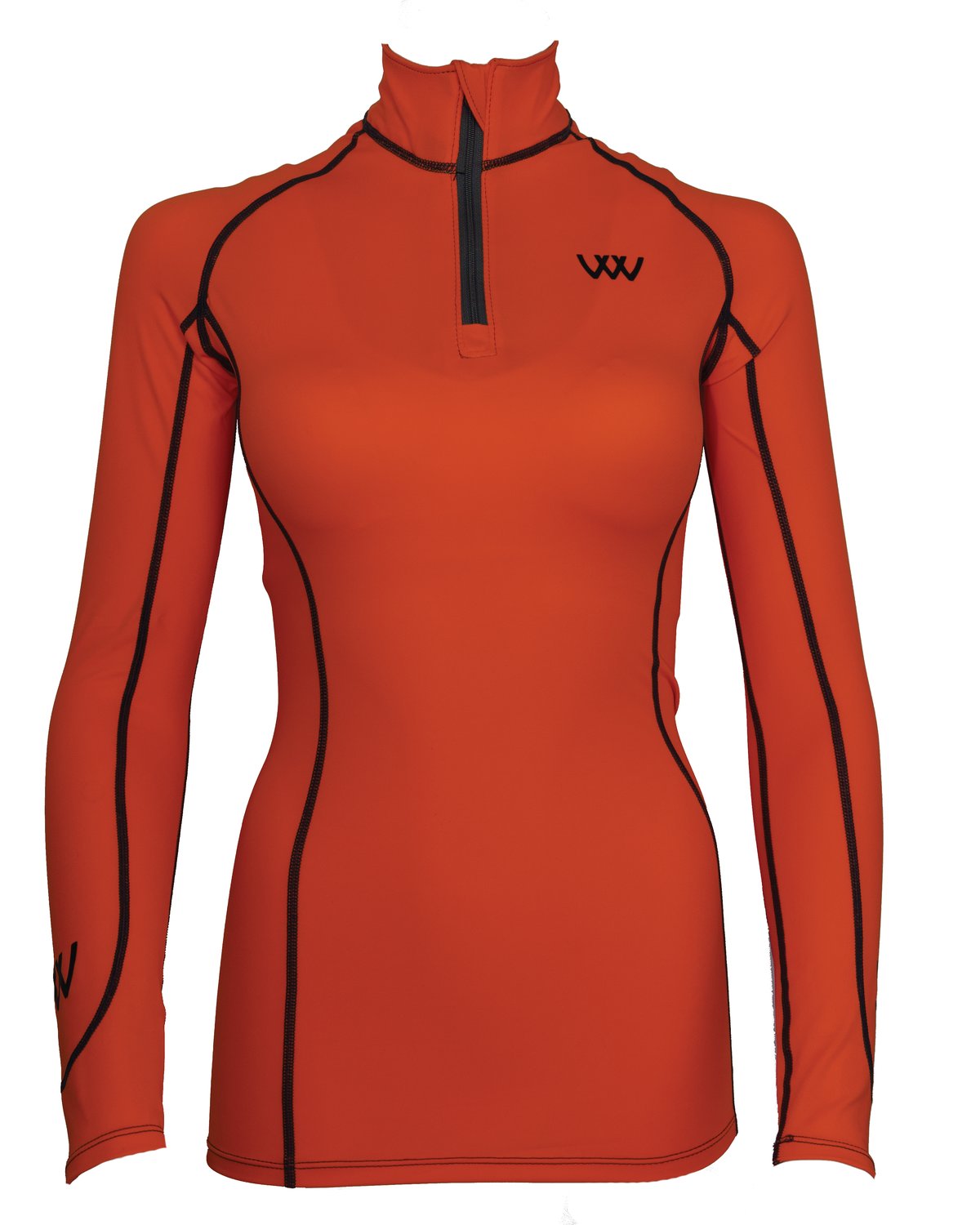 WOOF WEAR Performance Riding Shirt - Orange. Breathable, Sweat-Wicking, UPF 30+ Activewear for Equestrian Activities